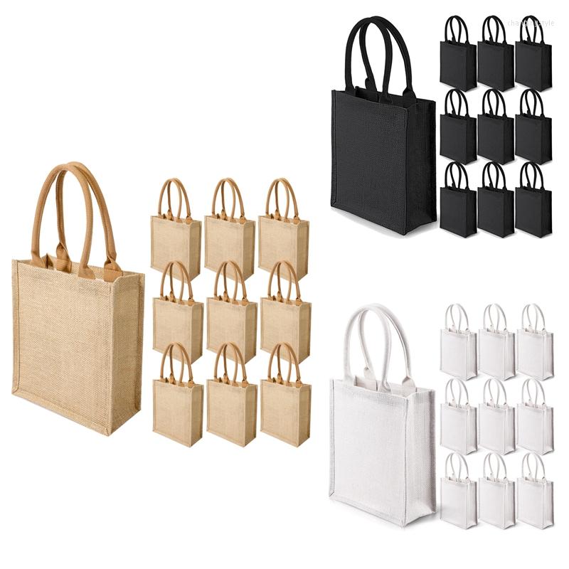 

Shopping Bags 10 Pcs Burlap Gift With Handles Tote Bridesmaid Bag Welcome Blank For Wedding, Black