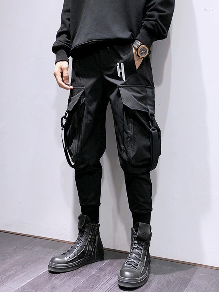 

Men' Pants Men' Male Fashion Black Dark Trend Function Big Pocket Hip-hop Tide Brand Casual Footwear Overalls All-match