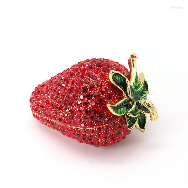 

Jewelry Pouches Red Strawberry Trinket Box Organizer Vintage StyleTrinket