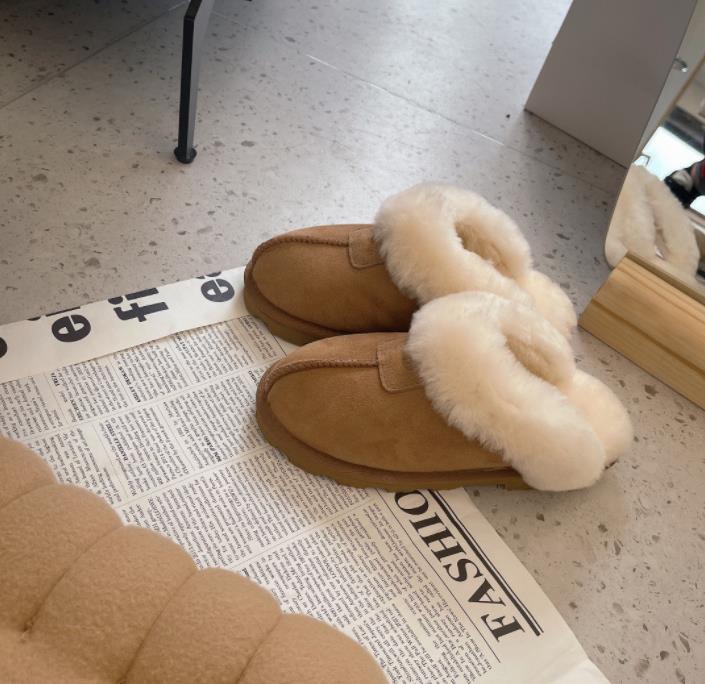 

2022 australia designer fur slippers Snow boots womens slides sandals women winter snow shoes classic mini ankle black chestnut pink sandal sneakers warm trainers, Brown