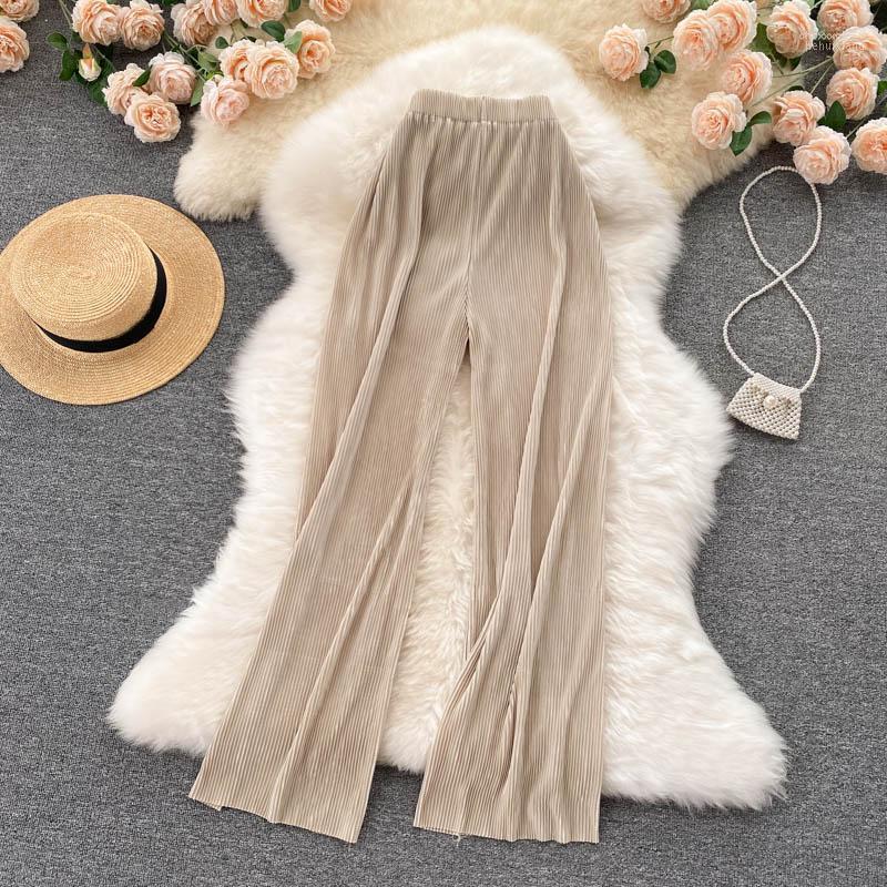 

Women's Pants Women's & Capris 2022 Autumn Retro Simple Pleated Casual Fashion All-match Wide-leg DF413, Blue