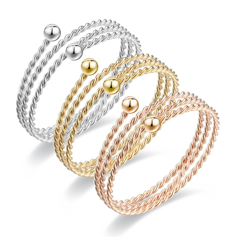 

Braided Wrap Wave Band Rings for Women Girls Titanium Steel Open Adjustable