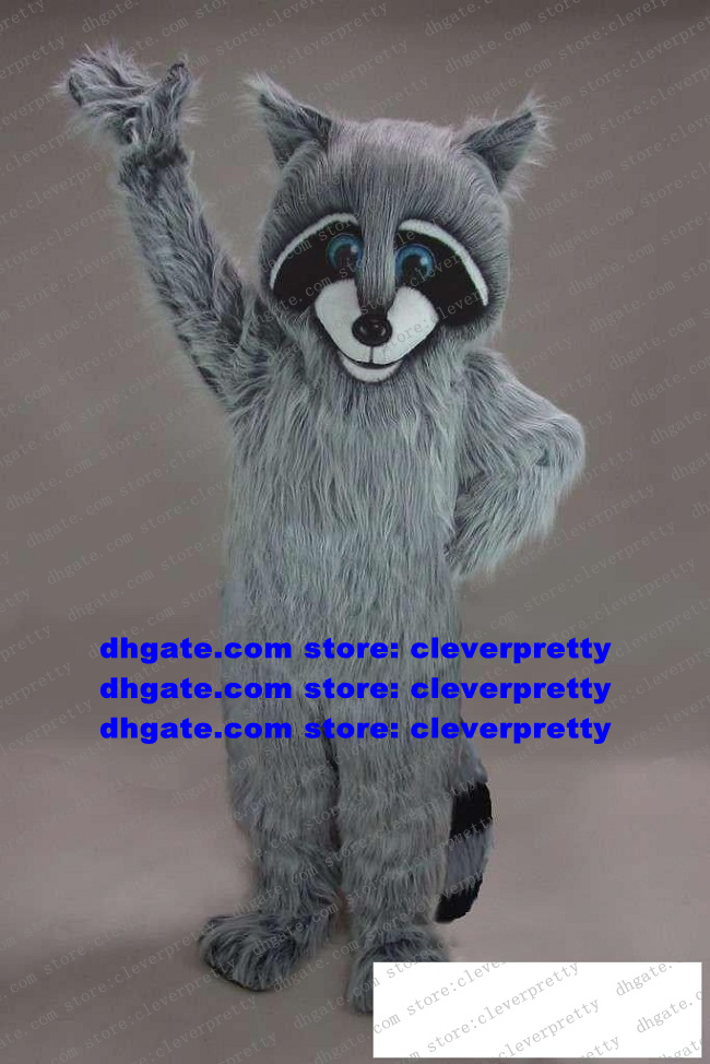 

Grey Long Fur Mascot Costume Raccoon Racoon Procyon Lotor Adult Cartoon Character Promotional Compaign Ceremonial Event zx1553, As in photos