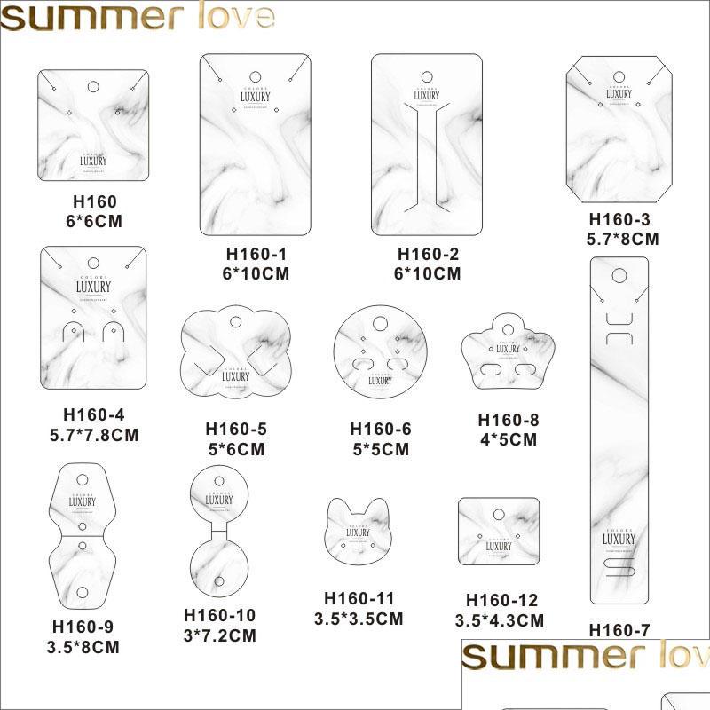 

Tags Price Tags Card 100Pcs/Lot Hairpin Tags Packing Card Diy Jewelry Tag White Marbled Printing Earrings Necklace Display Cards A Dh8Iv
