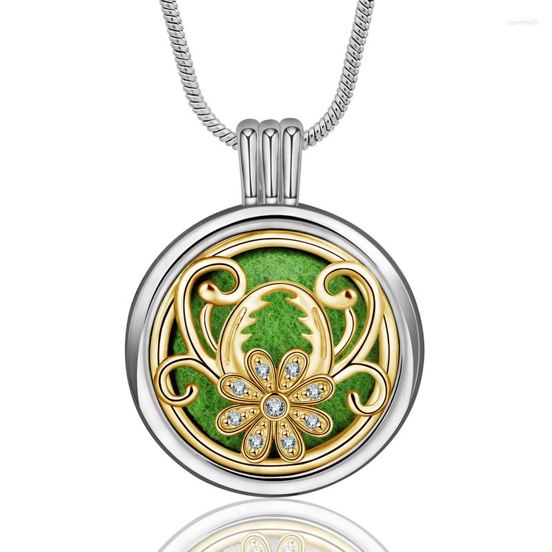 

Pendant Necklaces EUDORA 20mm Essential Oil Diffuser Flower CZ Necklace For Women Perfume Locket Charms Jewelry