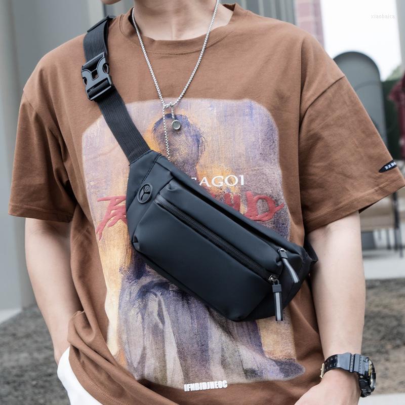 

Waist Bags Chest Bag Waterproof Men's Purse Personalized Leisure Outdoor Sports Shoulder Messenger Fashion Korean Cycling, Black