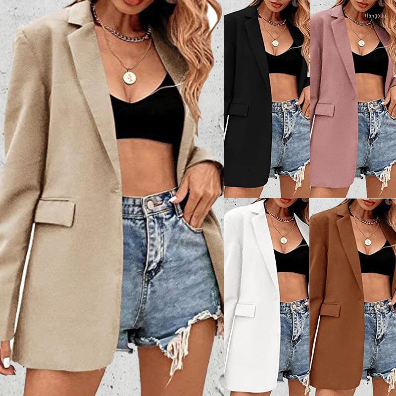 

Women' Suits Women' Clothing Autumn Winter Slim-Fit Long-Sleeved Lapel Suit Jacket Coat Solid Color, Black