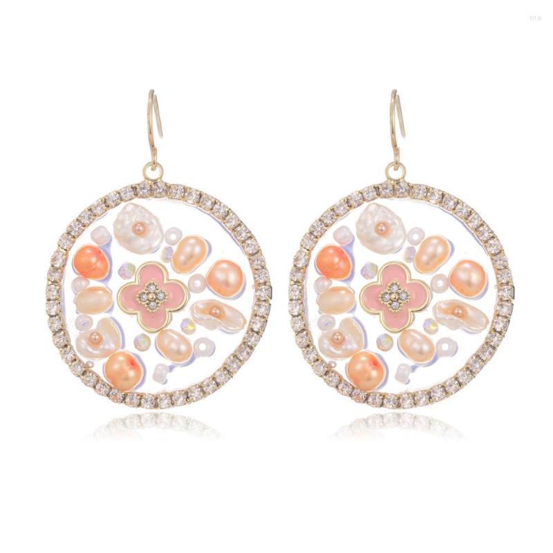 

Dangle Earrings Fashion Big Tassel For Women Natural Baroque Pearl Decorative Zircon Flower Femme Beautiful Hanging Ear Hook Brinco
