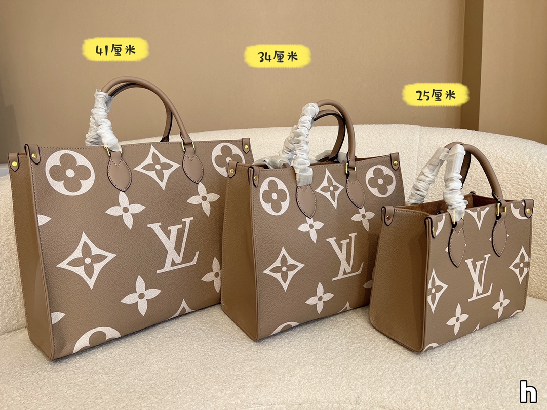 

Louis Vuitton Luxury totes designer bag womens handbags Onthego tote bag Genuine Leather purse shoulder bags Large handbag MM GM PM, Black 35cm