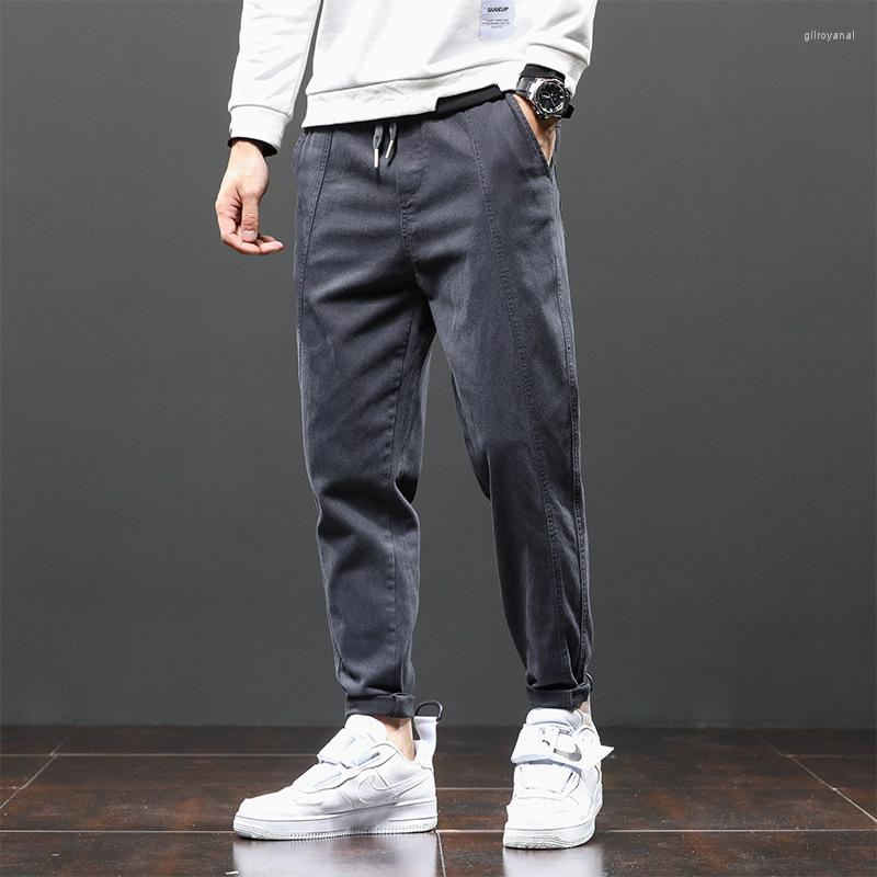 

Men's Pants Loose Buckled Harem Men's Autumn Tide Brand Wild Youth Drawstring Leisure Foot Long Men, Black