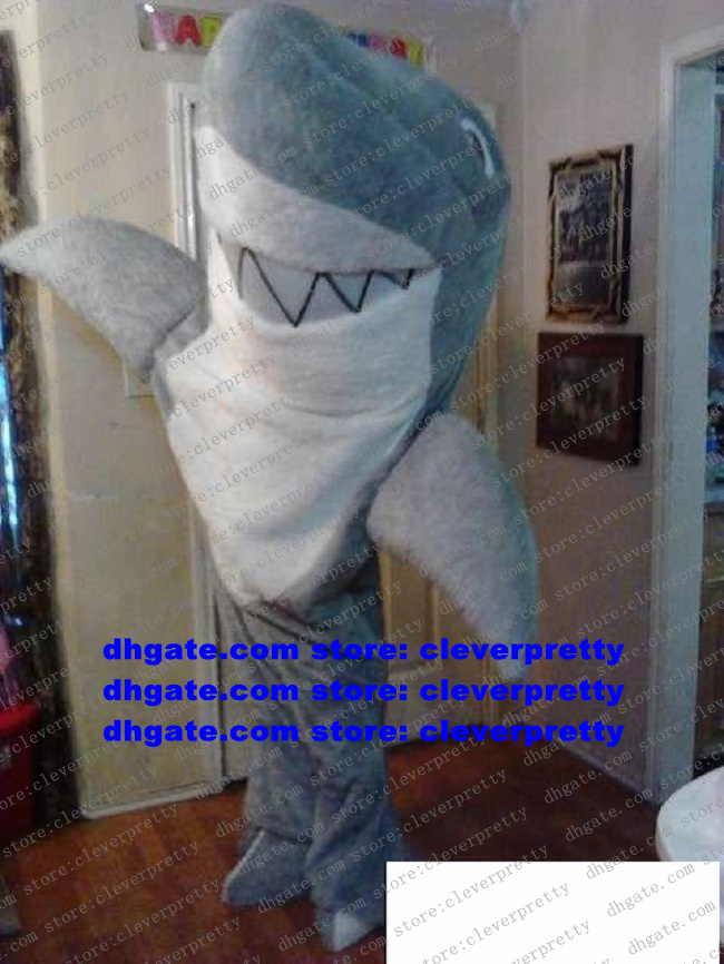 

Grey Shark Mascot Costume Adult Cartoon Character Outfit Suit Professional Speziell Technical Popular Campaign zx1435, As in photos