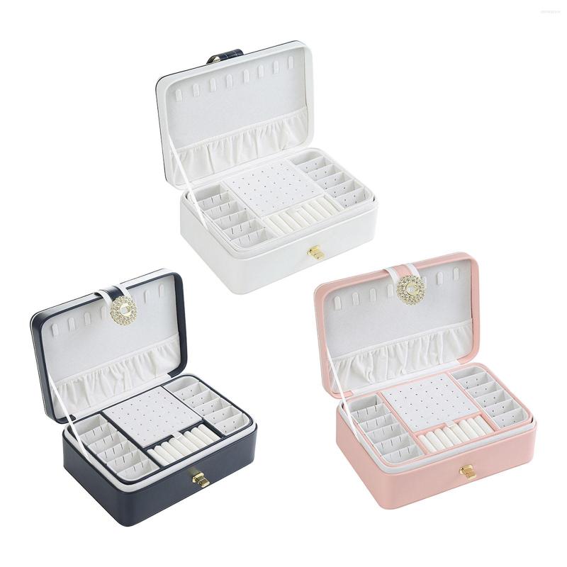

Watch Boxes Double Layer Jewelry Box Organizer Compact Large For Earrings Closet Women