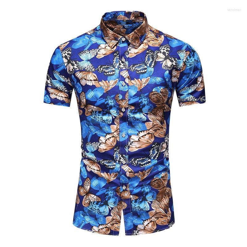 

Men's Casual Shirts Summer Quality Harajuku Beach Arrival Men Short-Sleeve Anime Shirt Blouse Loose Surfing Hawaiian-shirt, C312