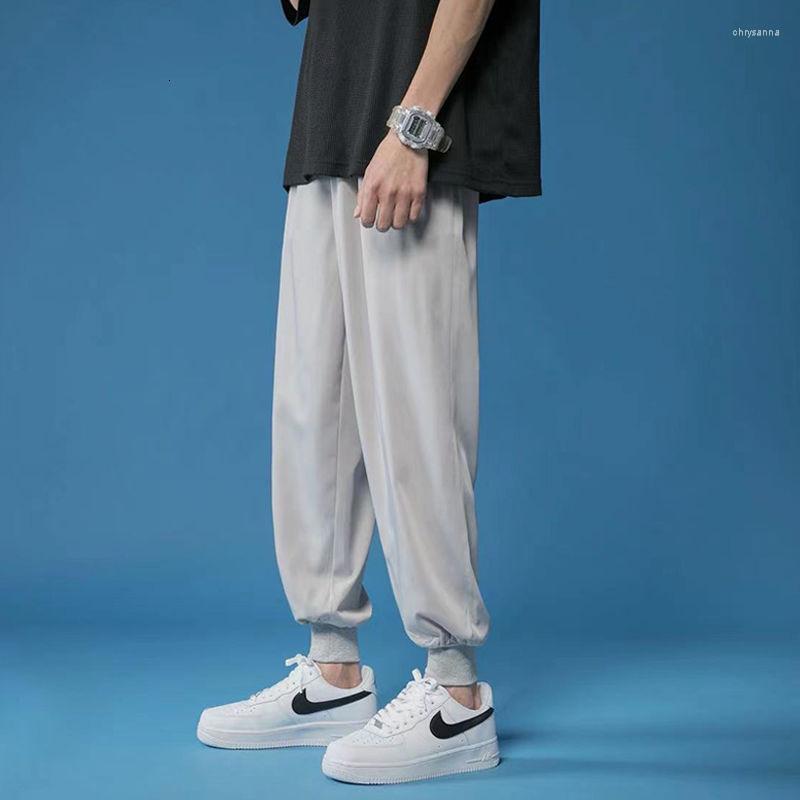 

Men's Pants Men's Sport Joggers Summer Solid Silk Ice Casual Black Gray Loose College Package Mail 2022 Breathable Leisure Couples