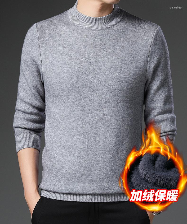 

Men' Sweaters Mens Double Layers Thick Clothes Autumn & Winter Mink Male Long Sleeve Knitwear Mock Neck Warm, Black