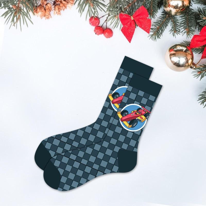 

Men's Socks Cotton Middle Men's Autumn And Winter Santa Snowflake Damp 10 12, Blue