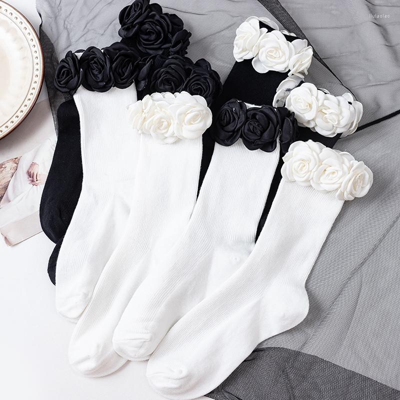 

Women Socks Rose Flower Short Lace Ladies Pure White Sock Cute Female Standard Fashion Happy Solid Casual Harajuku Girls Sox, C3