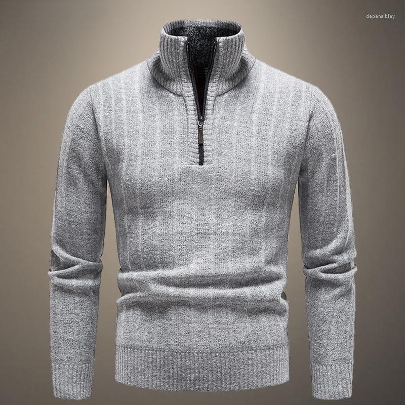 

Men' Sweaters 2023 Winter Men' Fleece Thicker Sweater Half Zipper Turtleneck Warm Pullover Quality Male Slim Knitted Casual For Men, Nsdh8919lightgrey