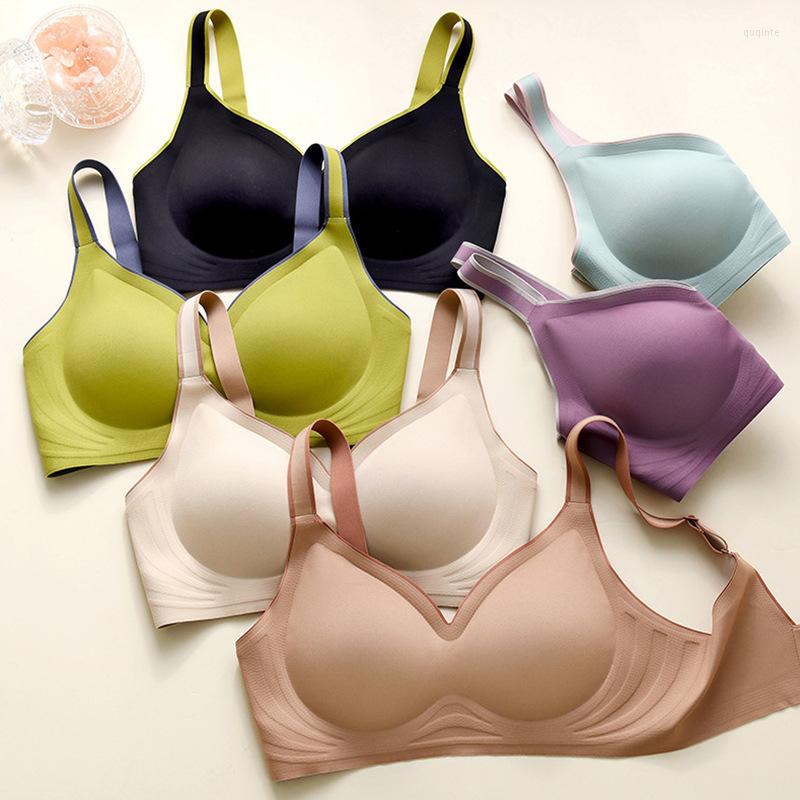 

Women's Tanks 3pcs Color Contrast Latex Bras For Women Underwear Gradient Strap Bralette Front Closure Female Cross Back Tops, 3pcs-c