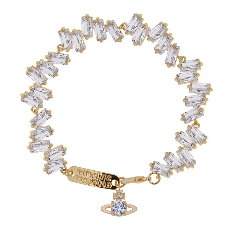 

DIY vivian Necklace Saturn Pendant Bracelet Jewelery Sparkling Square Zircon clavicle Chain