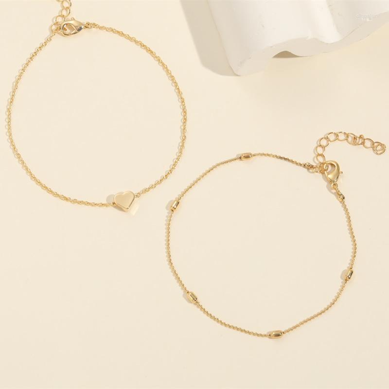 

Charm Bracelets 2022 Fashion Women Ins Simple Love Heart Chain Bracelet Sexy Party Geometric Gold Oval Jewerly