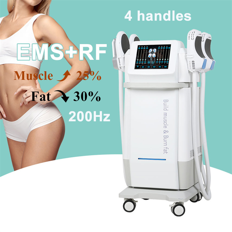 

4 Handles 200Hz EMS Body Slimming Machine EMSlim Electromagnetic RF Muscle Training Sculpt Instrument HIEMT Body Shape Weightloss Fat Reduction Massage Device