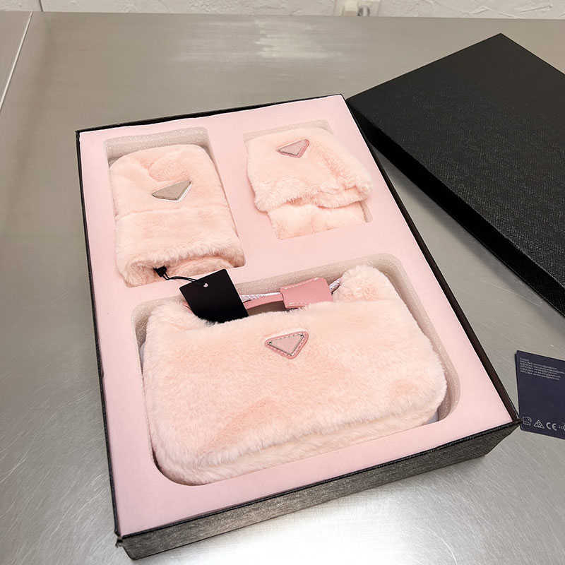 

Evening Bags Axillary Bag Clutch Bags Handbag Coin Purse Fashion Plain Hat Bib Corduroy High Quality Three Piece Set Women Wallet Zipper, Pink