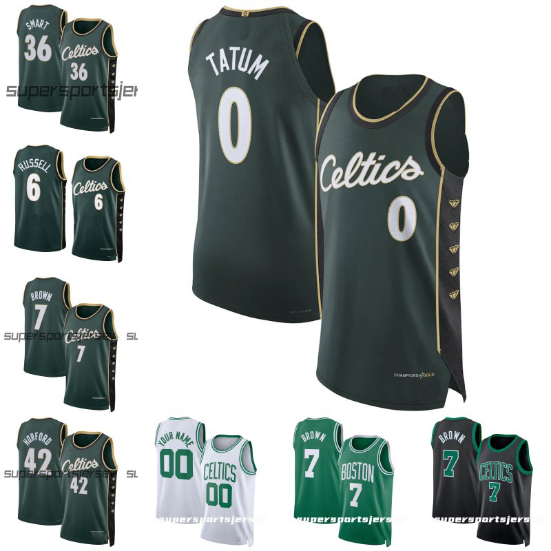 

"Boston''Celtics' Basketball Jerseys 2023 City 0 Jayson Tatum Jaylen 7 Brown 6 Russell 12 Robert 44 Williams III Al Horford Malcolm Brogdon Marcus Smart, Green