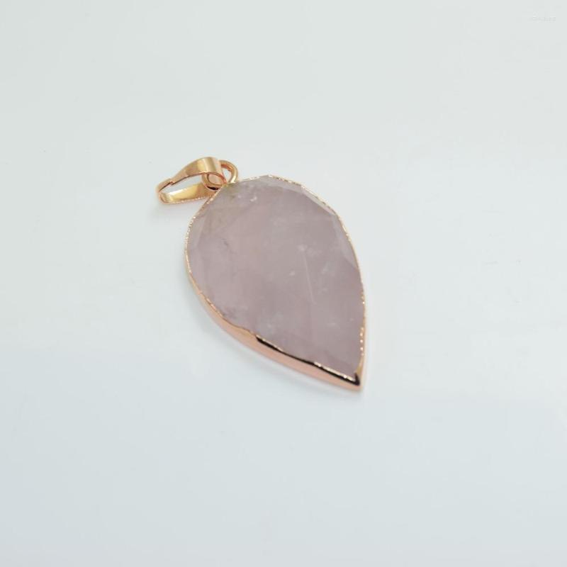 

Pendant Necklaces Pink Rose Gold Crystal Quartz Stone For Necklace Jewelry Making Heart Natural Stones Point Gem Charms Water Drop Girl