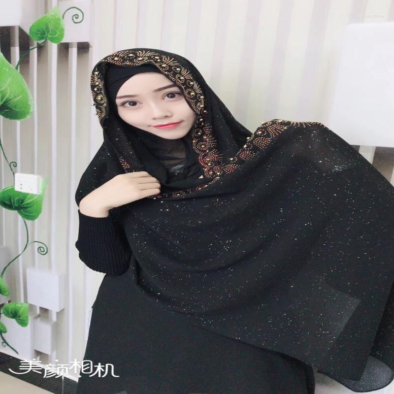 

Scarves H1319 High Quality Big Size Glitter Bubble Chiffon Muslim Long Scarf With Rhinestones Can Choose Colors