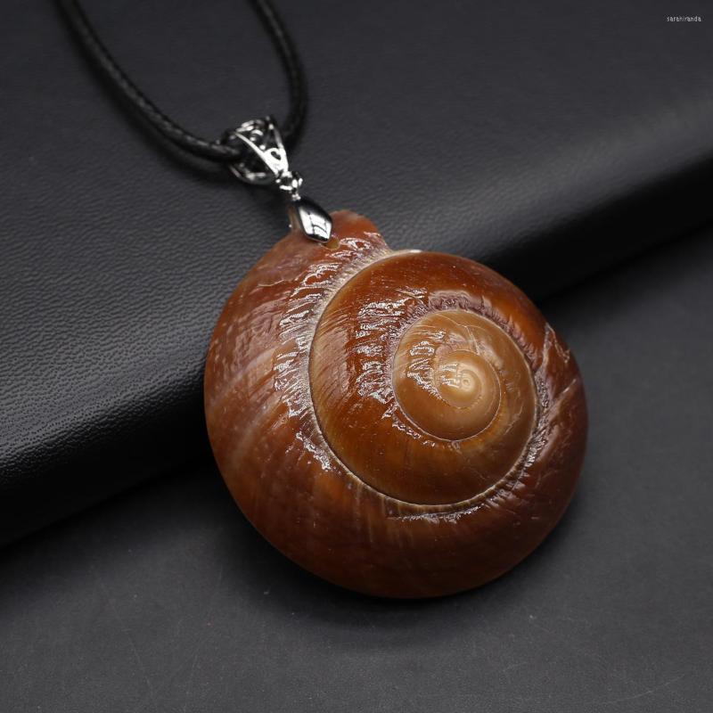 

Pendant Necklaces 55x50mm Natural Stone White Brown SeaShell Conch Exquisite Charms For Women Men Necklace Fashion Jewelry Gift