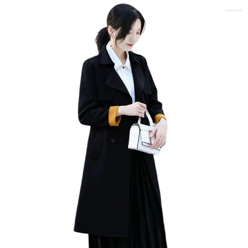 

Women's Trench Coats High-end Windbreaker Women Mid-length Korean Version Of The Autumn 2022 Casual Small Anti-Wrinkle Drape Coat Jacket, Black