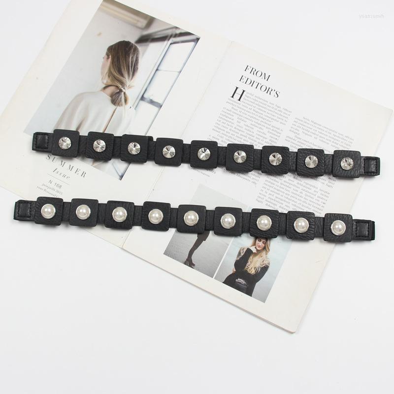 

Belts Pearl Elastic Wide Girdle Women's Accessories Design Niche Decorative Belt, Black