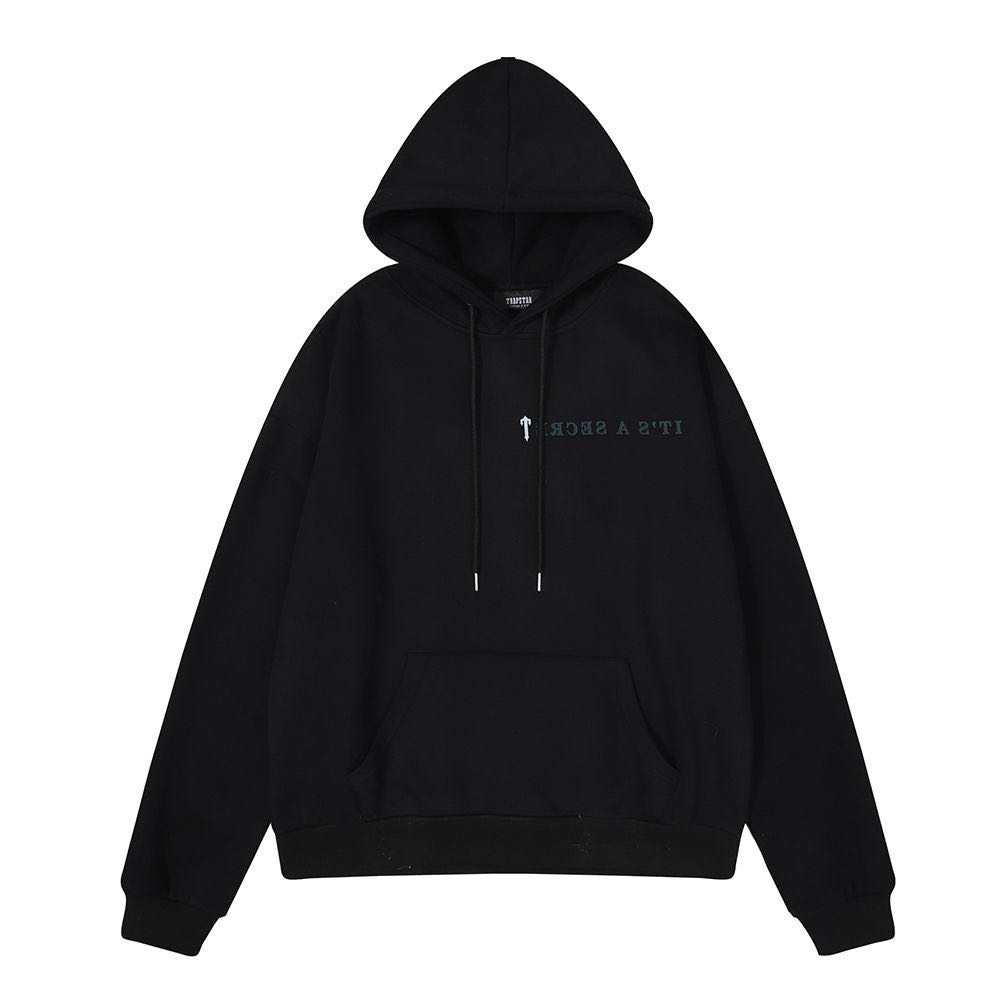 

New hoodie IRONGATE T High frequency large letter T Fleece sweatshirt for men and women, Black