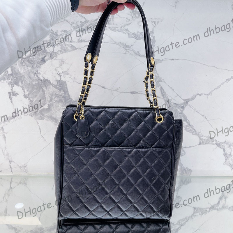 

Womens Designer Calfskin Classic Quilted Jumbo Bags Gold Metal Hardware Chain Shoulder Purse With Back Pouch Large Capacity Outdoor Sacoche Handbags 27X28CM, Box