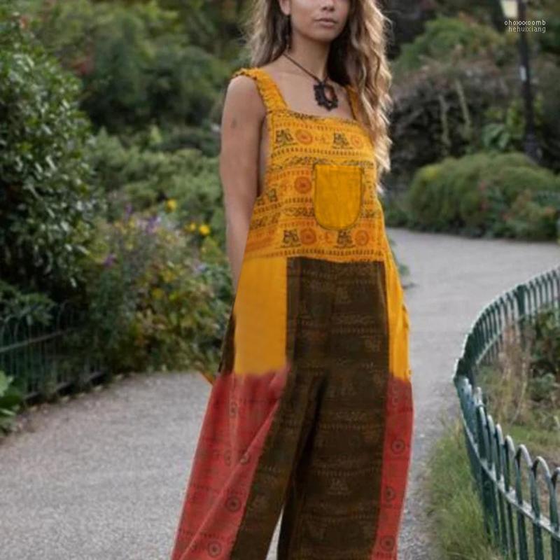 

Women' Pants Women' & Capris Color Block Jumpsuits Women Sleeveless Loose Trousers Plus Size 3xl Wide Leg Overalls For Long Rompers, Red