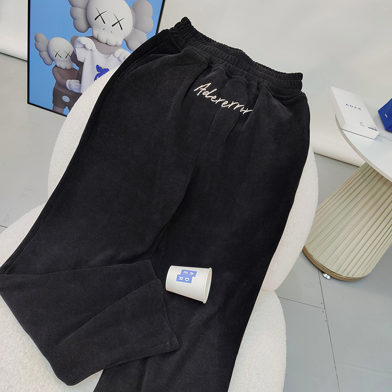 

Casual Pants Corduroy Letter Embroidery Women's 1 Straight Plus Size