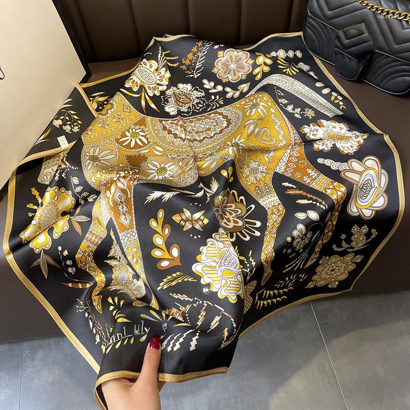 

Scarves 2022 Silk Scarf Shawl Wraps Women Ladies Fashion Foulard Bandana Square Headband Hijab Print Poncho Pashmina