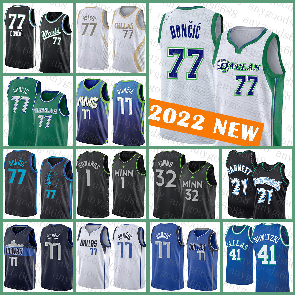 

Luka Doncic Basketball Jersey Dallas''Mavericks''Men Minnesota''Timberwolves''Men 77 21 1 Blue Kevin Garnett Anthony Edwards 560, Jersey-xiaoniu