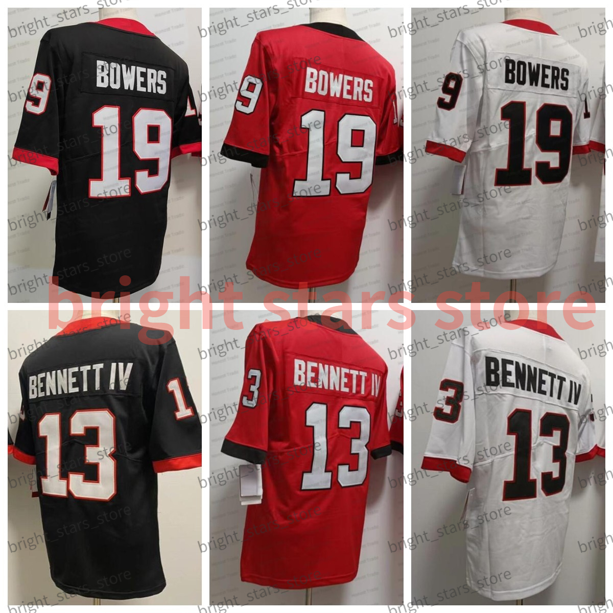 

NCAA Bowers Football Jersey Kelee Stetson Bennett IV 19 Brock Ringo Red White College Mens Stitched 150th New Jerseys, Men;new white