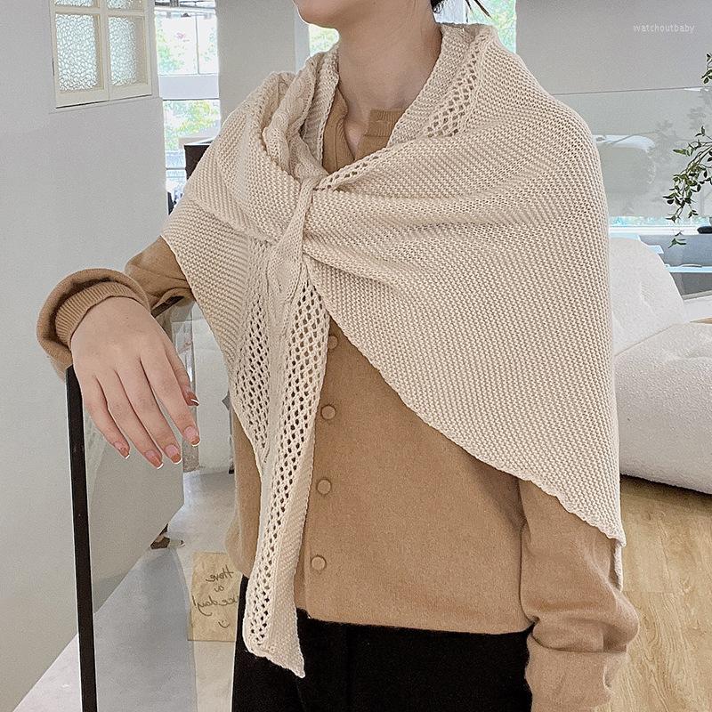 

Scarves Solid Knit Wool Figure Eight Triangle Shawl Autumn And Winter Multifunctional Warm Scarf Poncho