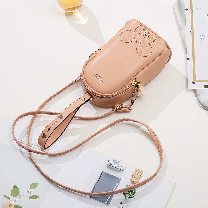 

Evening Bags Fashion 2022 Women Mini Bag Cartoon Design Cell Phone High Capacity Ladies Shoulder Card Holder With Wrist Strap, Black