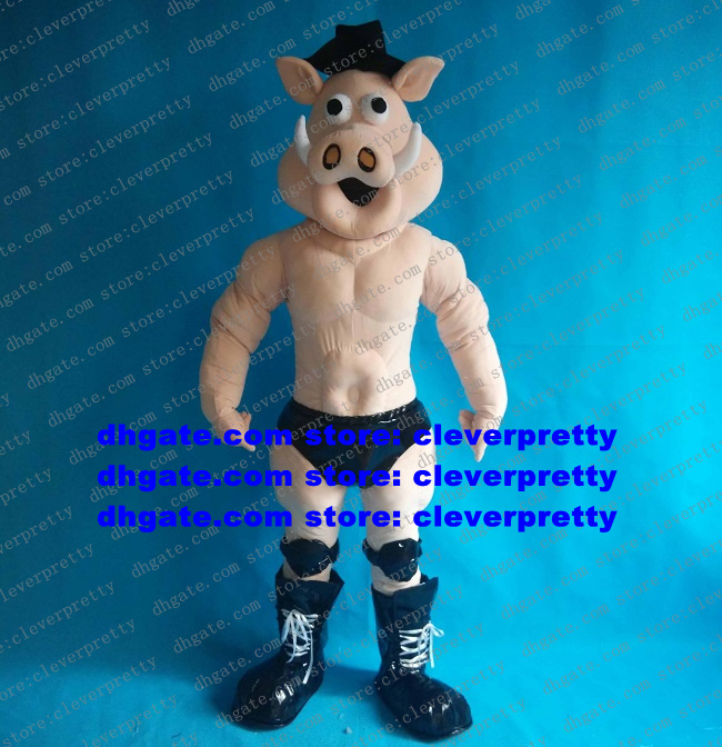 

Strong Muscle Pig Mascot Costume Adult Cartoon Character Outfit Suit Corporate Image Film Theatrical Performances zx1194, As in photos