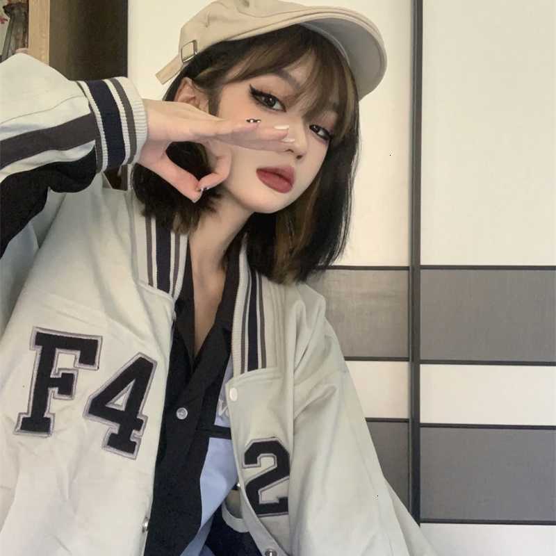 

High Version F4 26 national womens Brand hoodies Couple Street Loose American Large Splice Baseball Jacket Men Women hoodie, Light gray