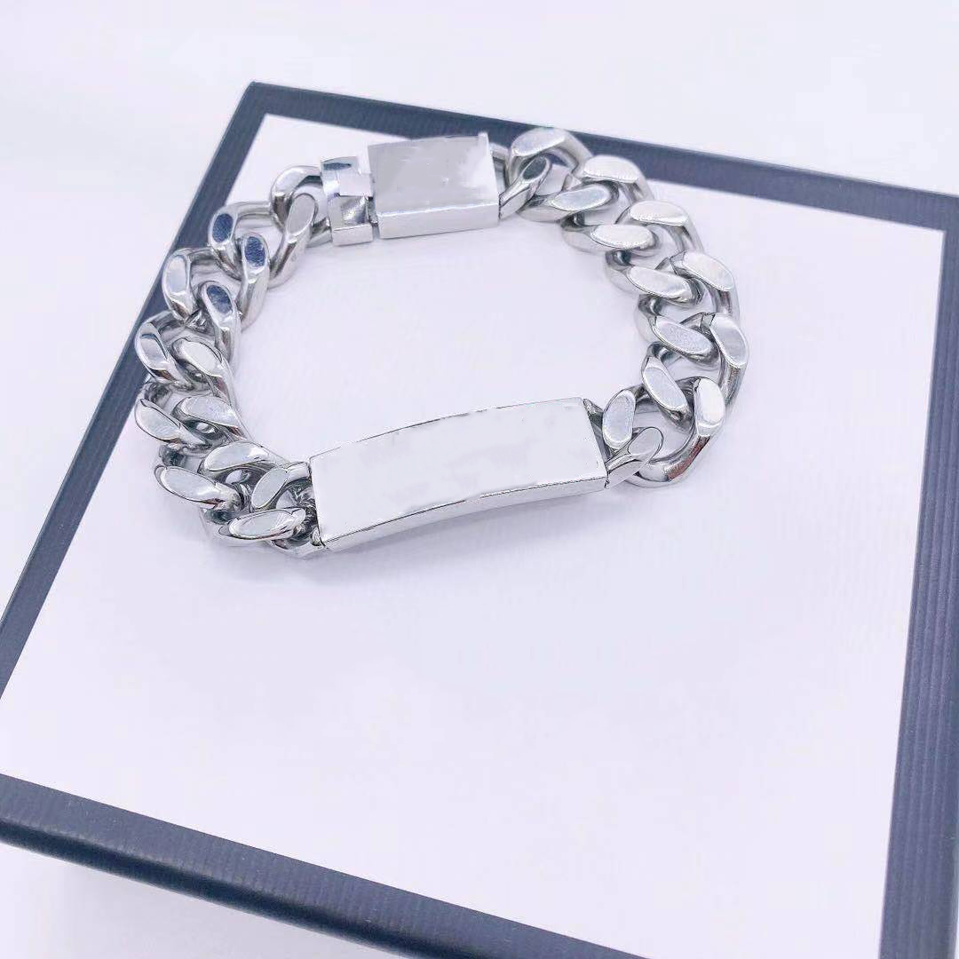 

Titanium Steel designer bracelet chunky chain hip hop unisex bracelets mens women silver gold rose color personality chains fashion jewelry supply with box set