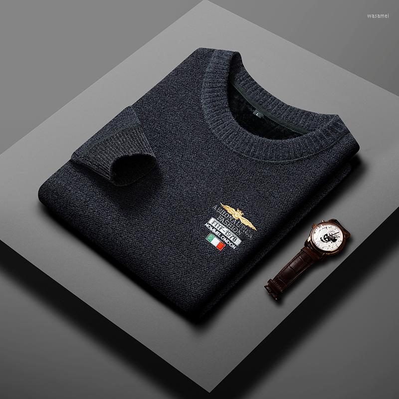 

Men's Sweaters High End Luxury2022Men's Knitting Pullover Letter Embroidery Thickened Autumn/Winter Sweater Korean Designer Warm, Black