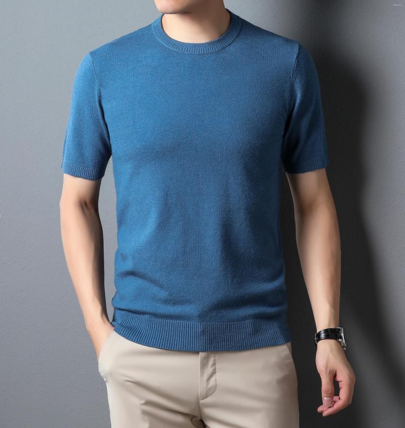 

Men's Sweaters Mens Knit Tee Tops Spring & Autumn Casual Round Neck T Shirts Male Slim Fit Short Sleeve Knitwear Pullover Clothing, Black