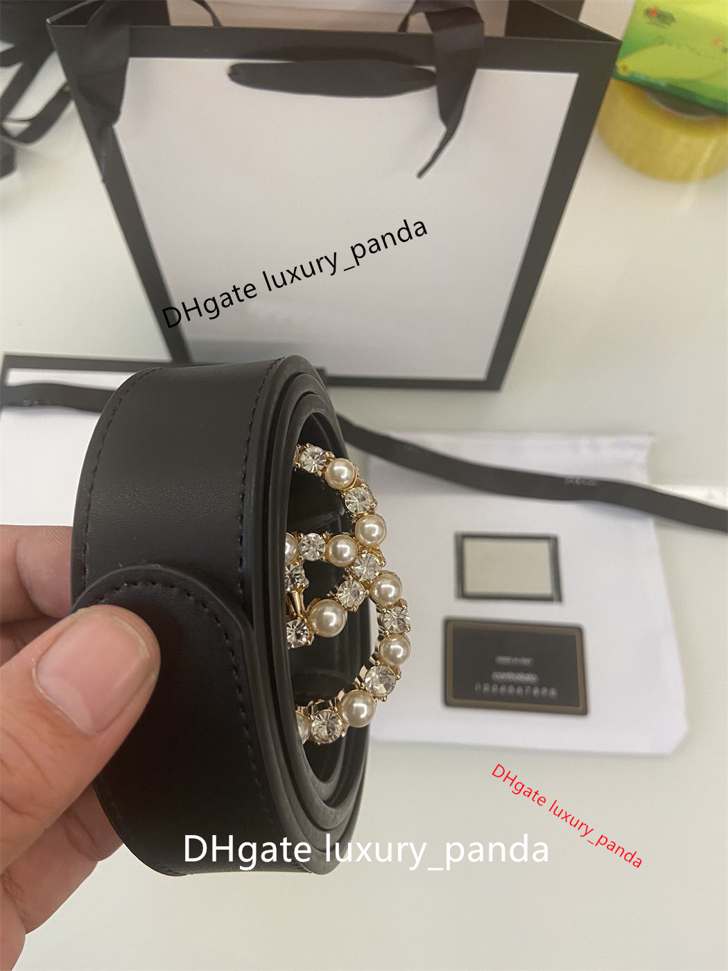

Luxury Designer men's and women's belts gold silver inlaid pearl diamond belt pure leather 3.5cm 4.0cm with box dustproof cloth small card gift rope handbag-1, Only purchase a belt