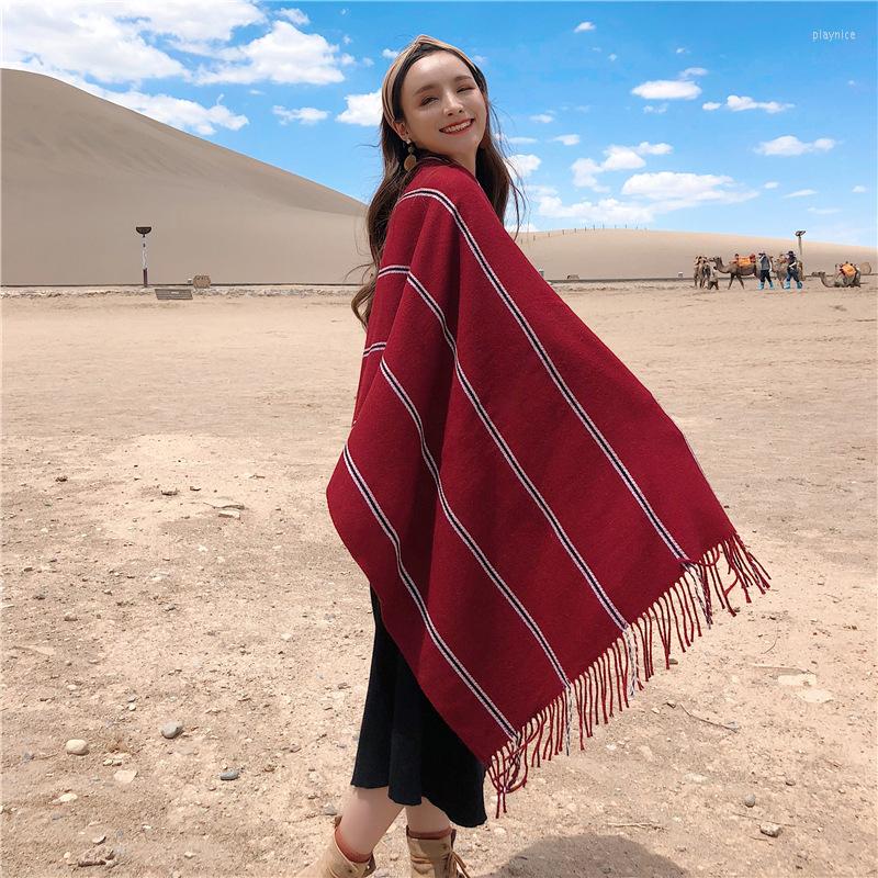 

Scarves Korean Autumn And Winter Arrival Cute Scarf Comfortable Long Soft Striped Thick Warm Temperamental Outdoor Shawl