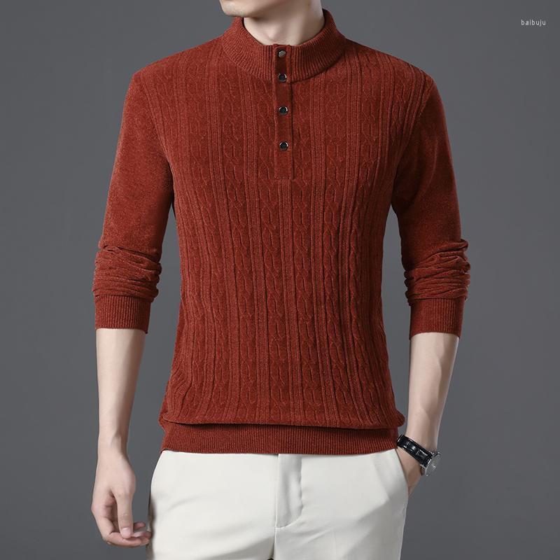 

Men's Sweaters High-end Luxury Men's Knitted Pullover Top High-quality Stand-up Collar Button Korean Sweater Trendy Fashion Base 2022, Black